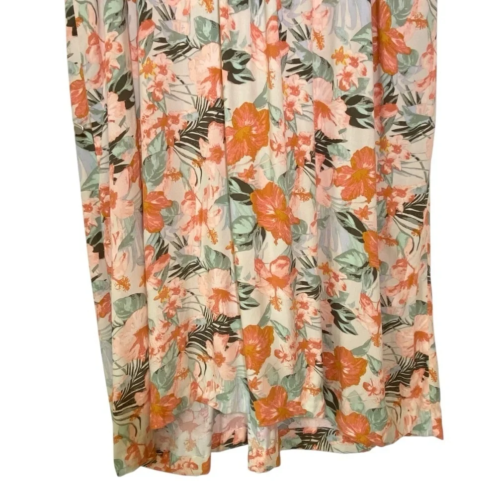Natural Reflections Women plus XXL Orange Green Floral Halter style maxi dress